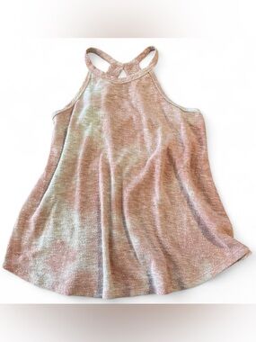 Adora pink & white tie-dye loose flowy tank top w/ keyhole opening coastal beach